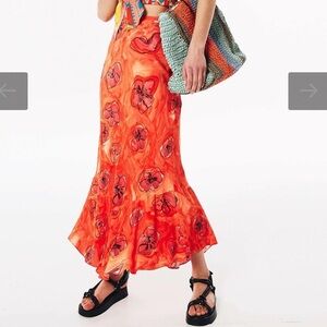 Orange Floral Maxi Skirt